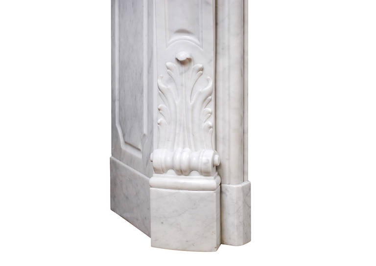 19th Century French Louis XV Style Antique Carrara Marble Fireplace Mantel In Good Condition In London, GB