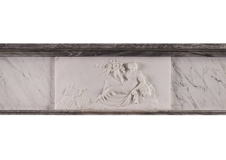 Regency-Kaminsims aus Bildhauer-, Bardiglio- und Carrara-Marmor aus der Regency-Zeit (Britisch) im Angebot