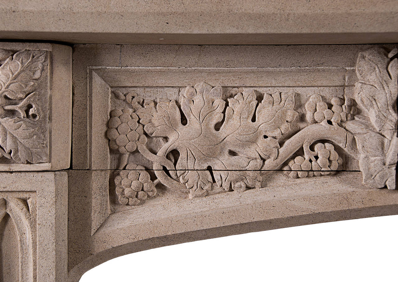 Gothic Revival Carved Bath Stone Fireplace Mantel For Sale At 1stdibs