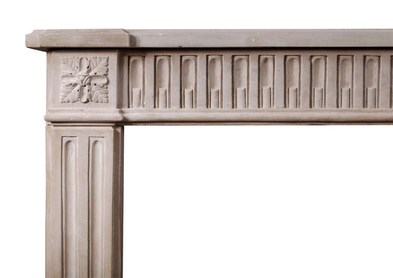 French 18th Century Louis XVI Limestone Fireplace Mantelpiece For Sale