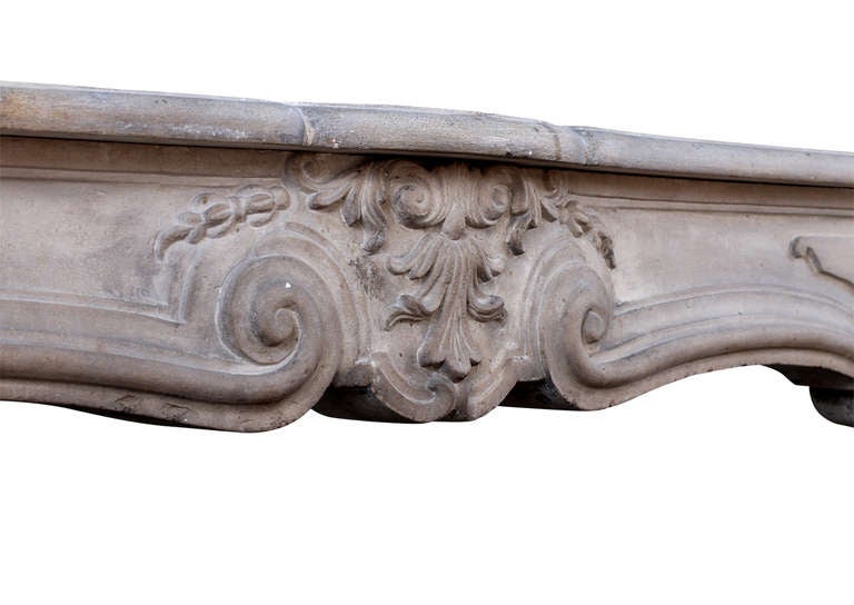 18th Century and Earlier 18th Century, French Louis XV Limestone Chimneypiece