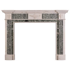 Georgian Style Statuary Fireplace Mantle with Inlaid Tinos Green Marble