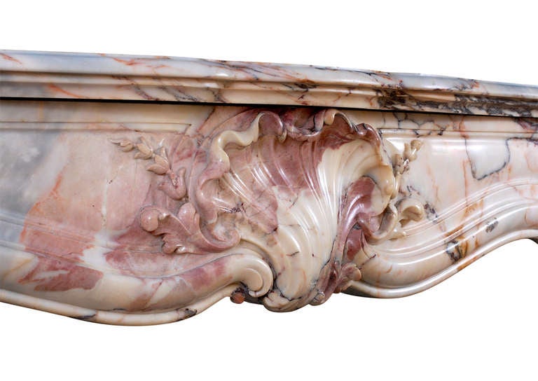 Rococo 19th Century French Louis XV Style Chimneypiece in Kuros Dore Marble