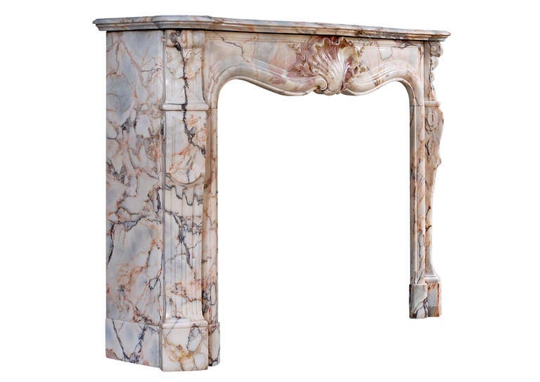 19th Century French Louis XV Style Chimneypiece in Kuros Dore Marble In Good Condition In London, GB