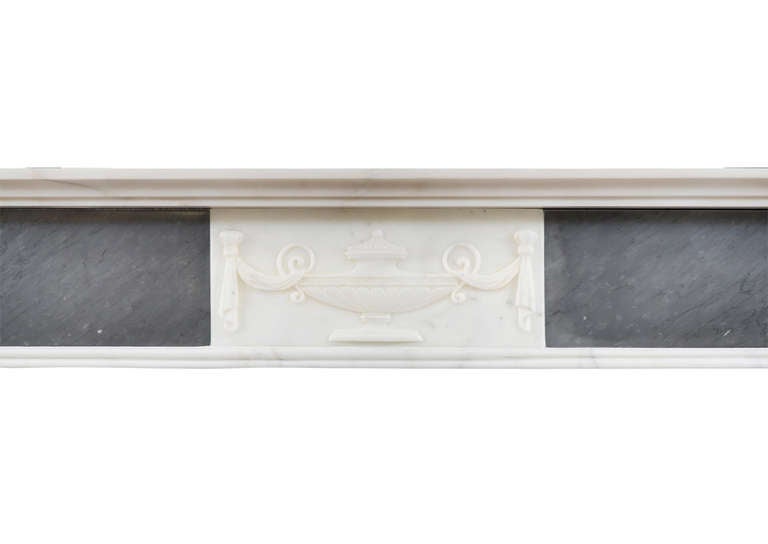 British 19th Century Regency Statuary Marble Mantel with Grey Bardiglio Inlay For Sale