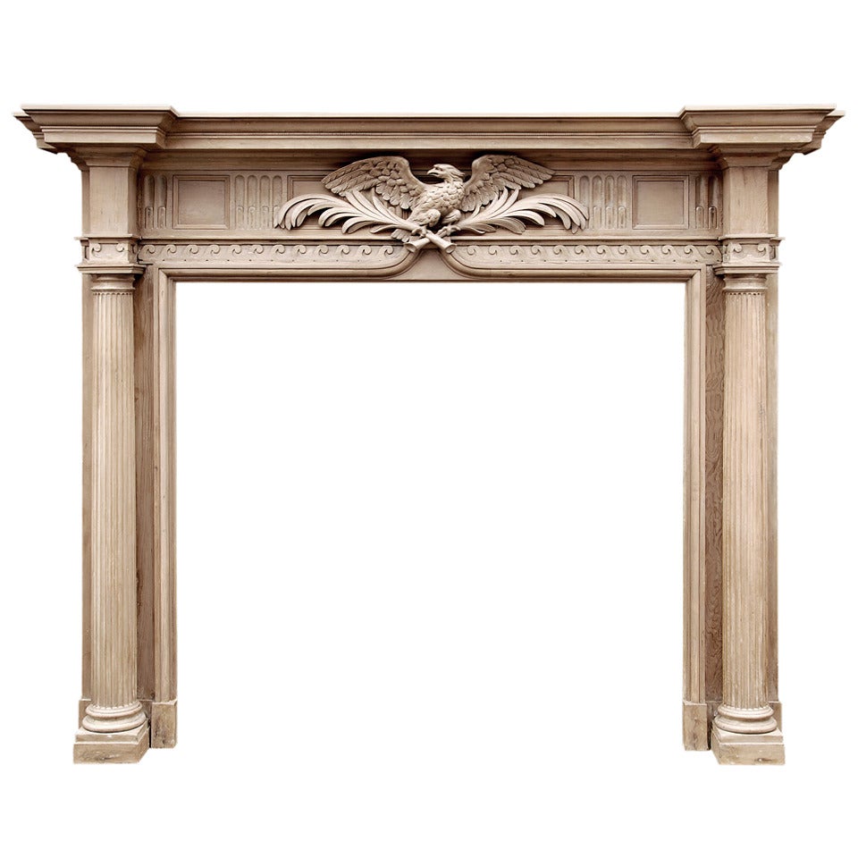19th Century Neoclassical English Mantelpiece with Carved Eagle to Center