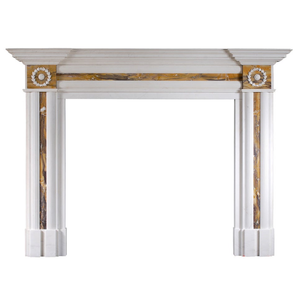 Regency Style White Marble and Siena Chimneypiece
