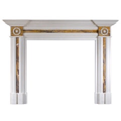 Retro Regency Style White Marble and Siena Chimneypiece