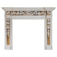 Vintage English George II Style White Marble Chimneypiece with Siena Inlay