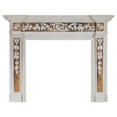 English George II Style White Marble Chimneypiece with Siena Inlay