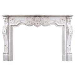 19th Century French Louis XV Style Marble Fireplace 1