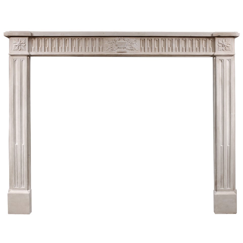 18th Century Louis XVI Limestone Fireplace Mantelpiece For Sale