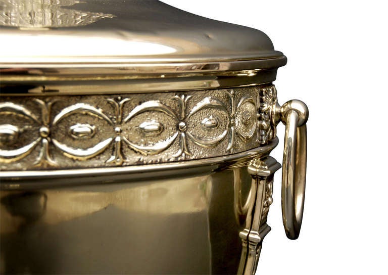 A Regency style brass coal bucket of the finest quality. Mid 19th century. 

Width (to widest point) - 13.25" 
Height - 26.5"