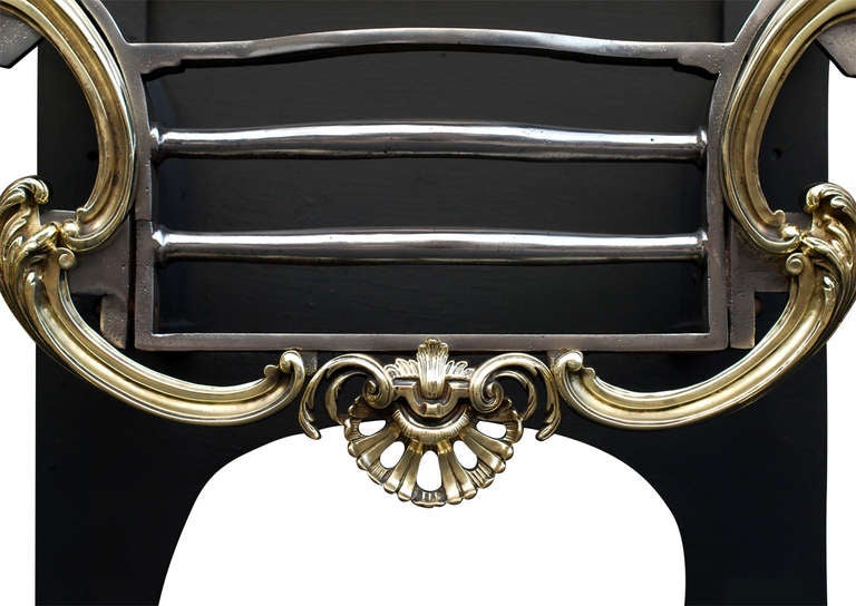 19th Century Rococo Brass & Steel Fire Basket In Good Condition In London, GB