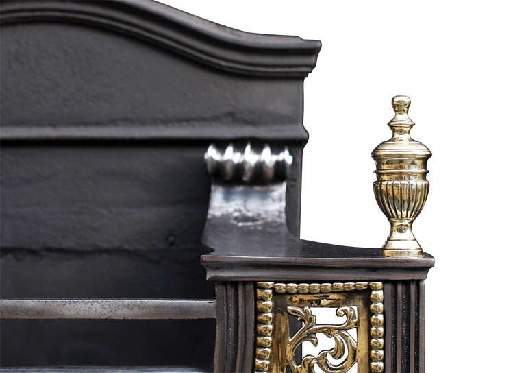 Regency 19th Century English Brass and Steel Fire Basket
