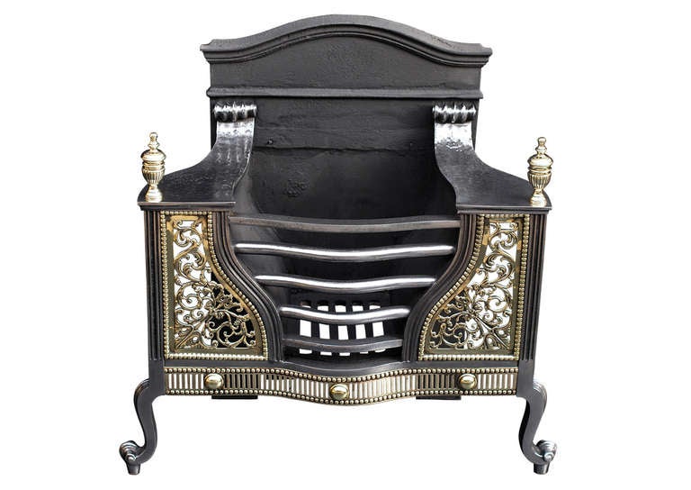 British 19th Century English Brass and Steel Fire Basket