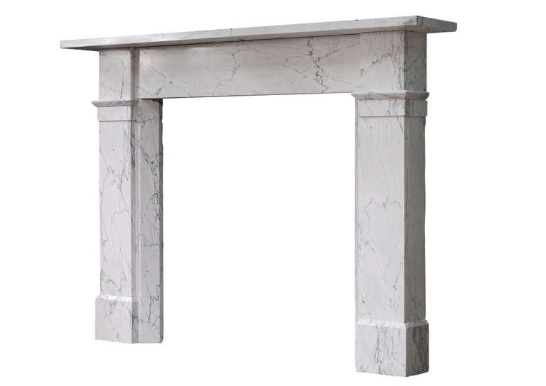 British Mid 19th C. Veined Statuary Marble Fireplace