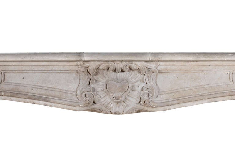 19th C. French Louis XV Style Limestone Mantelpiece