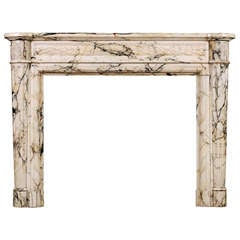 19th C. French Louis XVI Pavonazzo Marble Fireplace