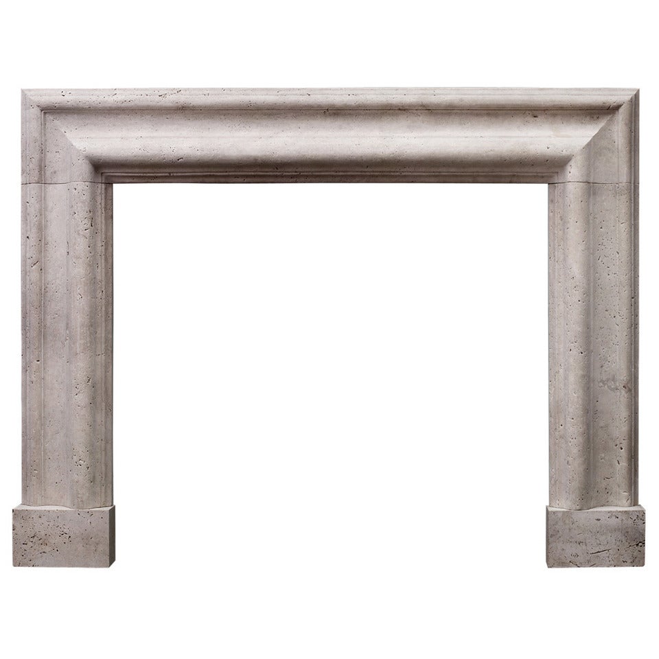 English Bolection Fireplace in Travertine Stone