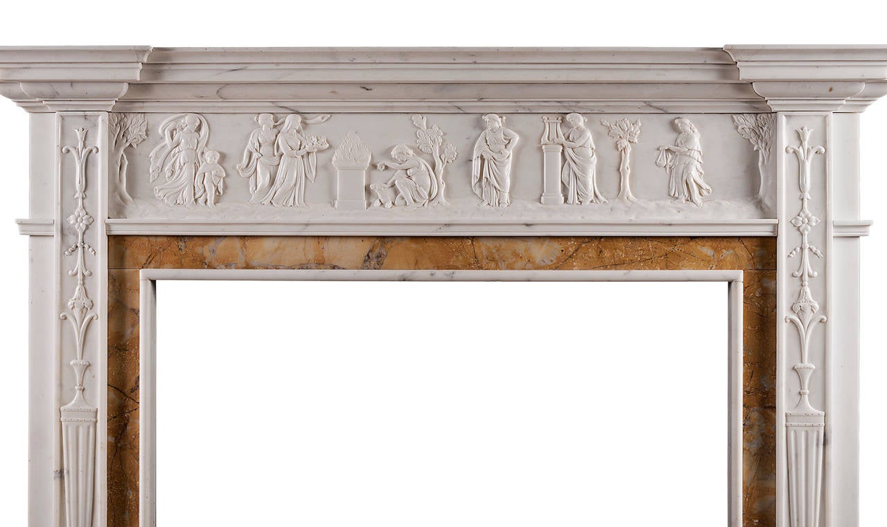 english neo classical white marble fireplace
