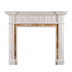 Neo-Classical English Statuary Marble Fireplace Mantel with Siena Inlay 5