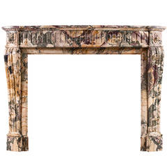 French Louis XVI Style Breche de Benou Marble Fireplace Mantel 6