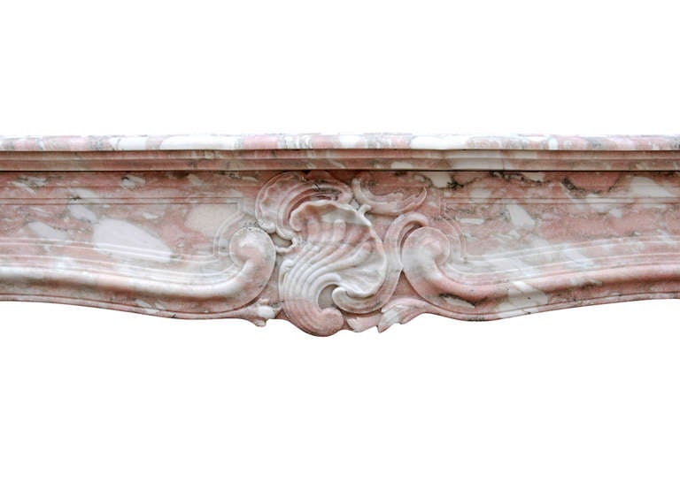 French Louis XV Style Norwegian Rose Marble Mantel In Good Condition In London, GB