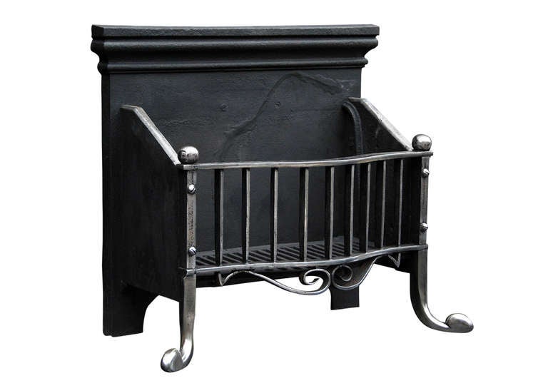 A 19th Century Polished Steel Fire Basket