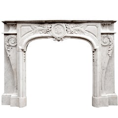 Antique French, Louis XIV Style Carrara Marble Fireplace Mantel