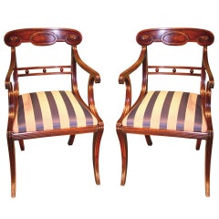 Regency Mahogany Armchairs with Sabre Legs