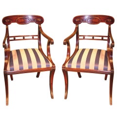 Regency Mahogany Armchairs with Sabre Legs