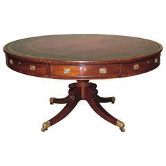 Large Regency Period Mahogany Library Drum Table 7