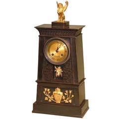 French Bronze and Ormolu Egyptian Style Clock 1