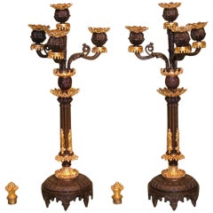 Antique 19th Century Gothic Bronze and Ormolu Four-Light Candelabra
