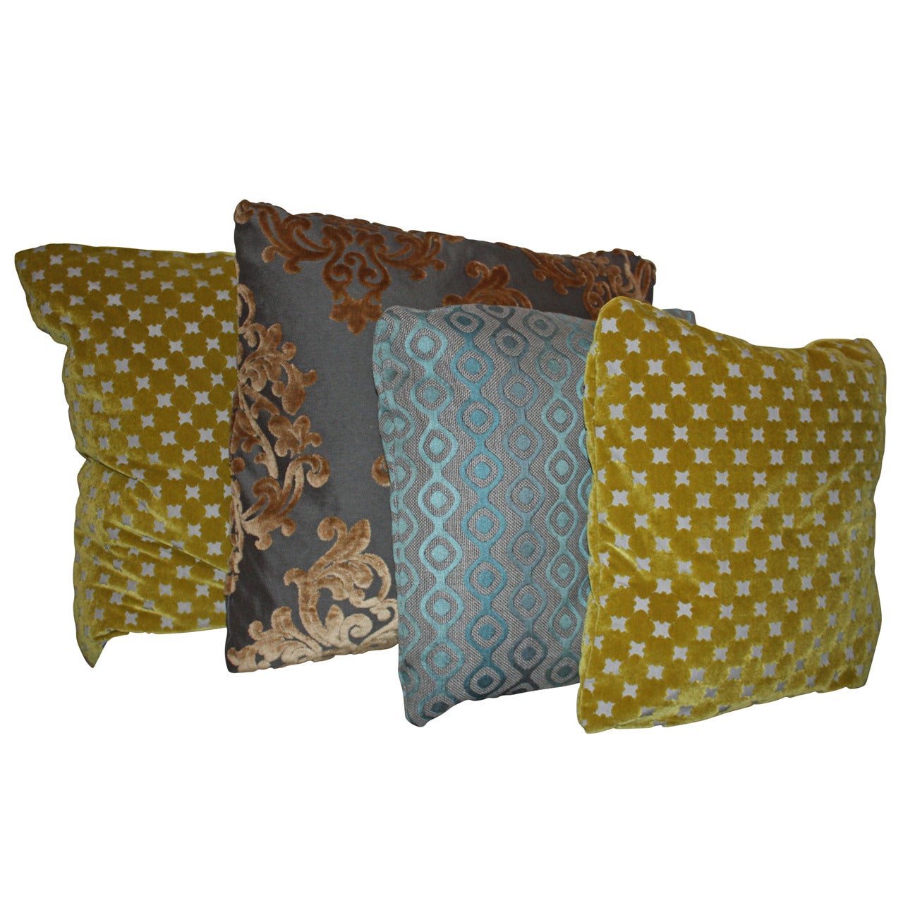 New Pillows in French Vintage Pattern Fabric For Sale