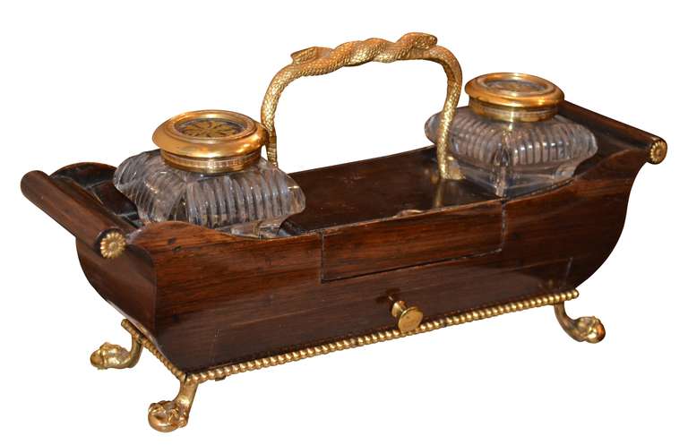 Early 19th Century French Ormolu-Gilded Inkwell In Good Condition For Sale In Copenhagen, K