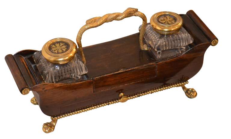 Early 19th Century French Ormolu-Gilded Inkwell For Sale 1