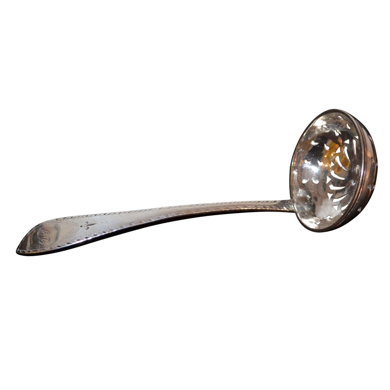 19th Century, Silver Dredging Spoon For Sale