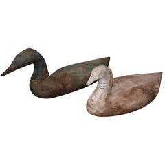 Antique Pair of 19th Century Folk Art Decoy Ducks