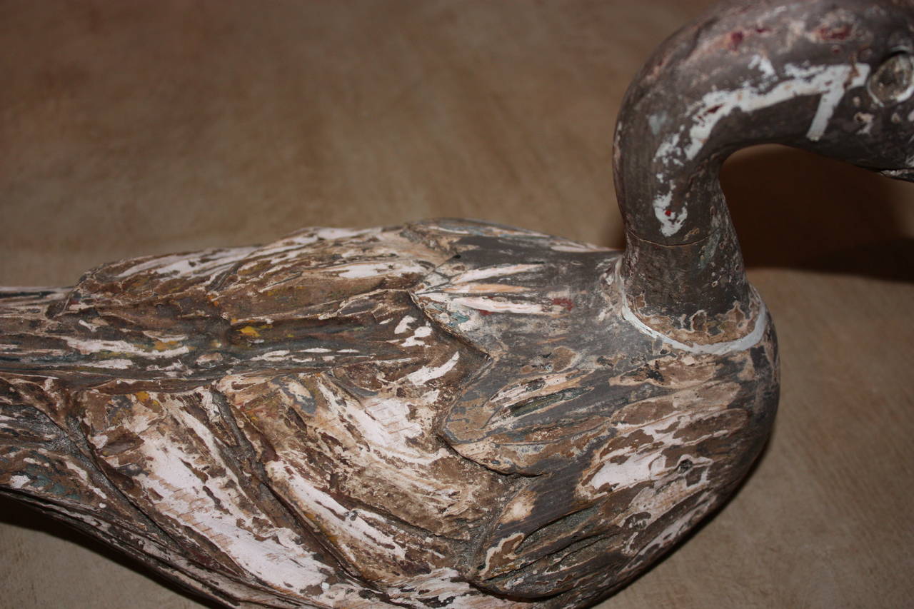 19th Century Carved Wooden Decoy Duck In Excellent Condition In Copenhagen, K
