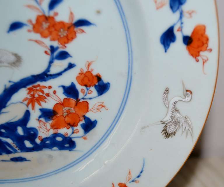 18th. Century Chinese Kangxi Plate with Protrusive Herons 4