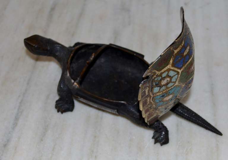 brass turtle ashtray