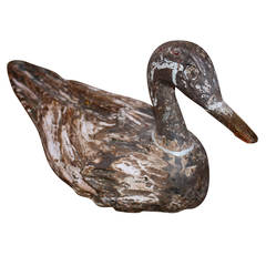 19th Century Carved Wooden Decoy Duck