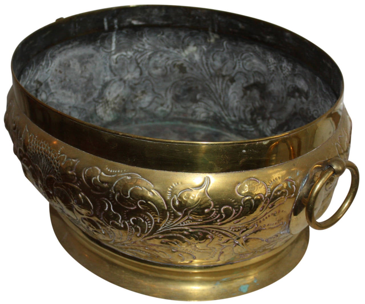 Lovely Rococo brass firewood bucket. Could be used as a planter.