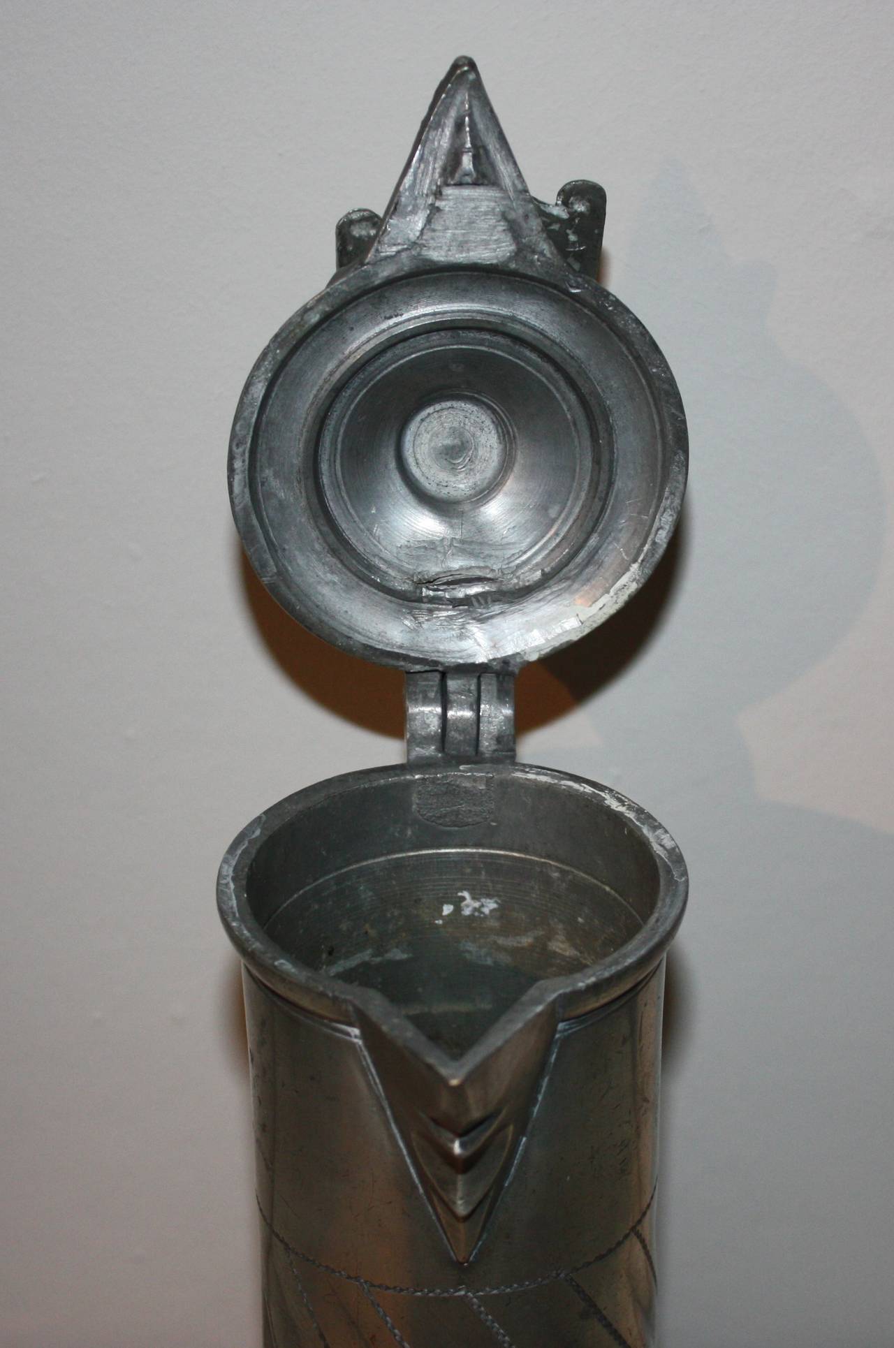 Art Nouveau Large Pewter Pitcher 1