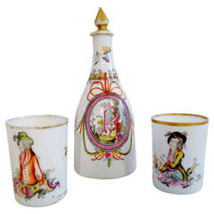 Pair of Opaline Beakers and Carafe 7