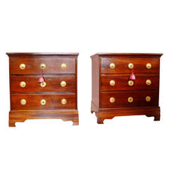 Antique 18th Century Pair of Padauk Wood Dressers with Ormolu Gilded Handles