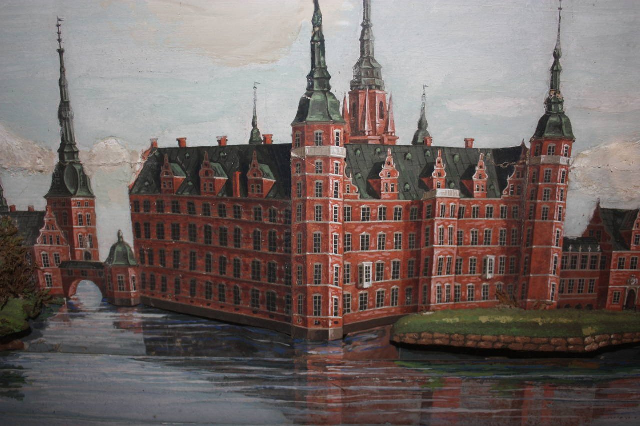 Folk Art 19th Century Diorama of Frederiksborg Castle in Denmark For Sale