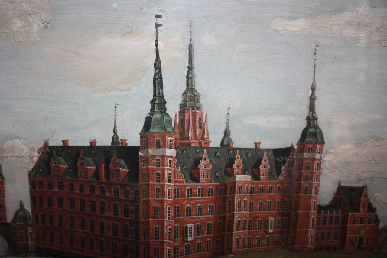 Paint 19th Century Diorama of Frederiksborg Castle in Denmark For Sale